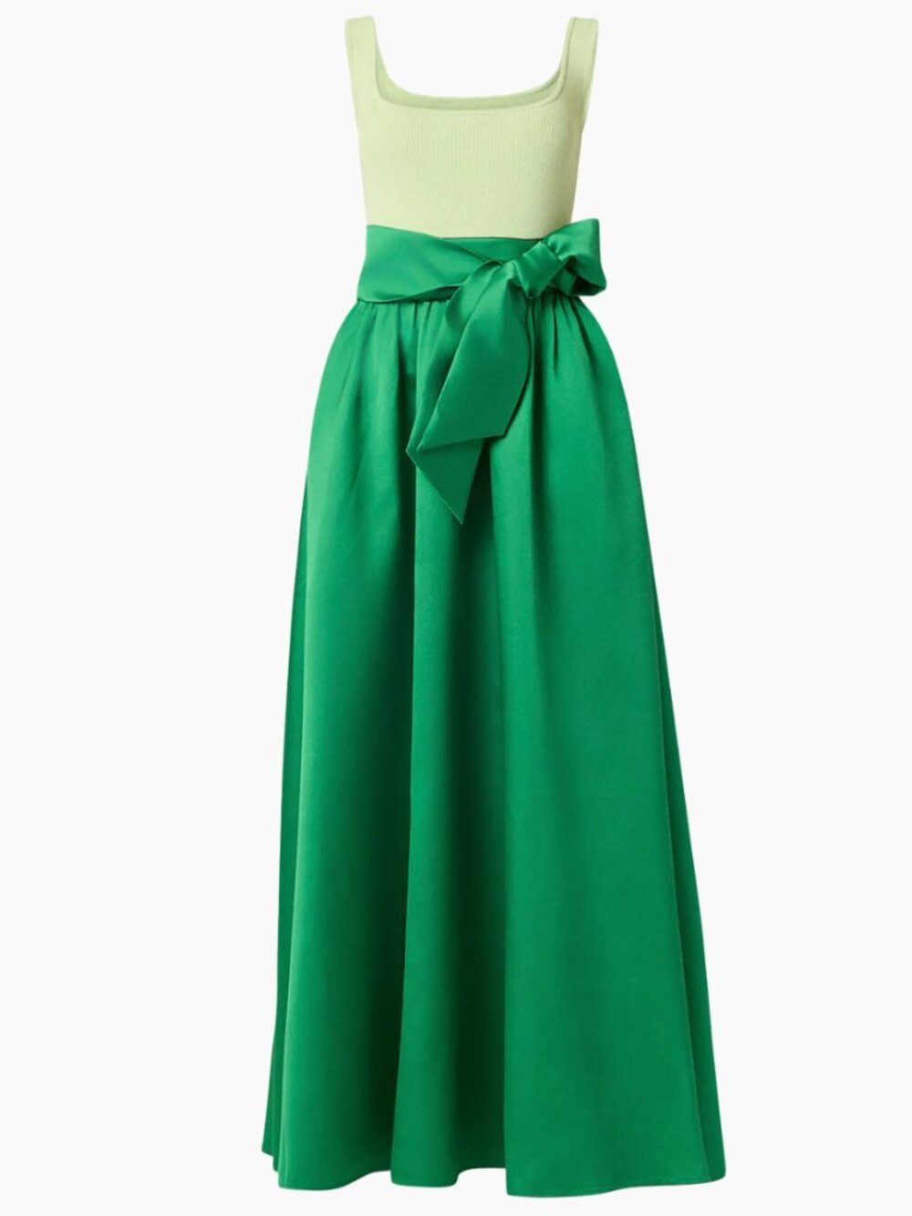 Shoshanna Lime Bodice and Emerald Sash Maxi Dress